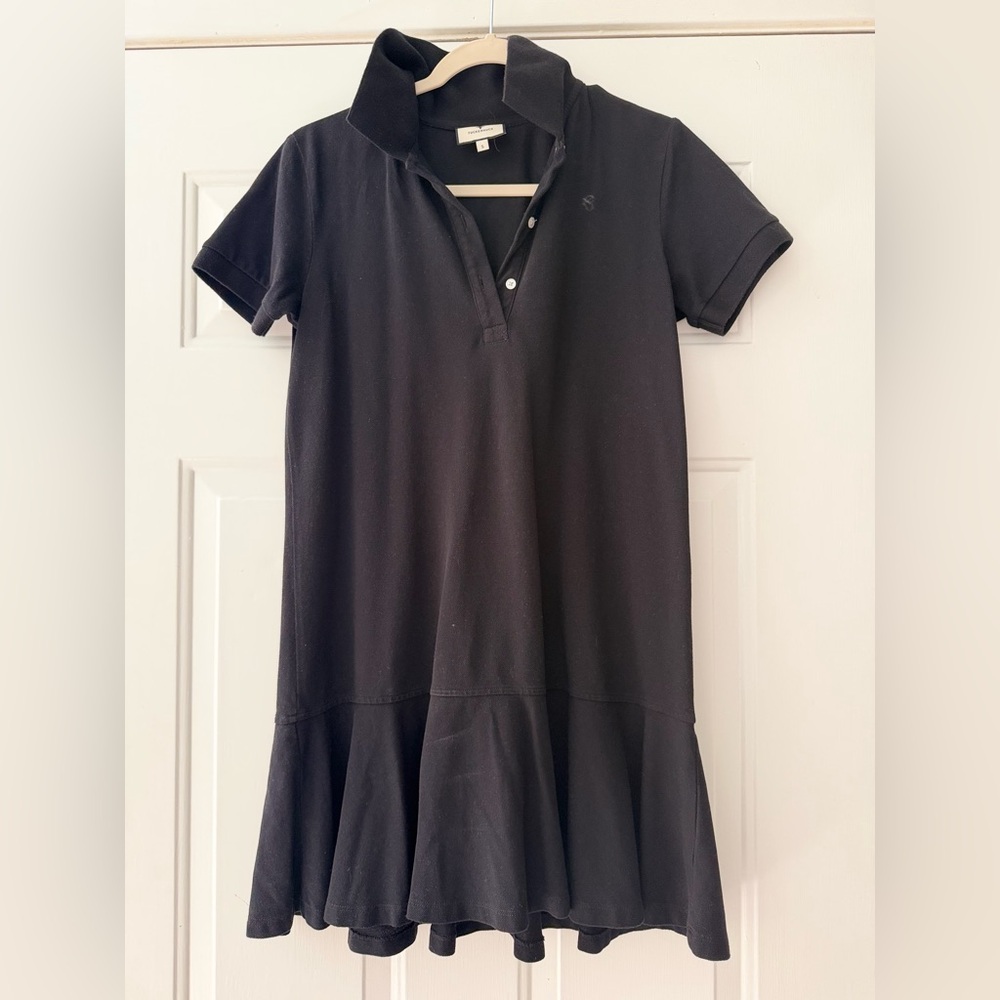 Tuckernuck Black Polo Shirt Dress with Ruffle Hem